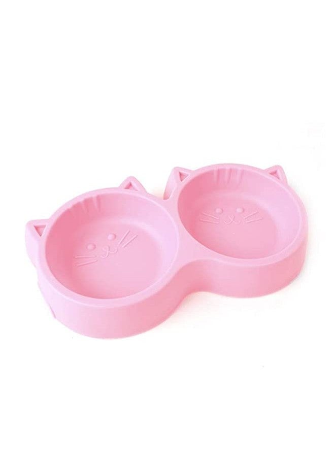Pups&Pets Pet Feeding Bowl - Cat Face Shaped Double Food and Water Bowl for Dogs and Cats (Multi Color) - Pack of 1 - Image 1